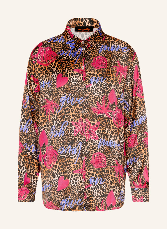 miss goodlife Hemdbluse aus Satin COGNAC / PINK / SCHWARZ