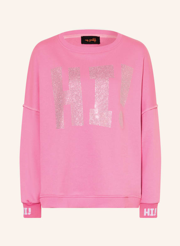 miss goodlife Oversized-Sweatshirt mit Schmucksteinen PINK / WEISS