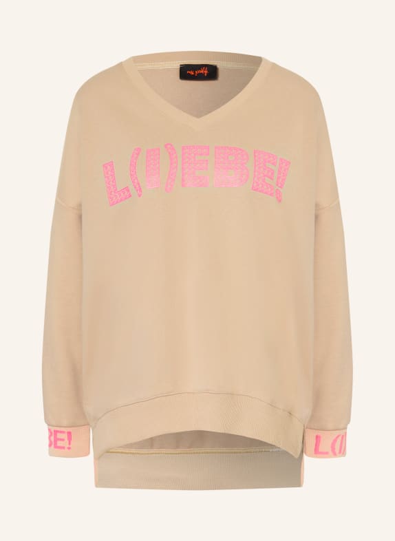 miss goodlife sweatshirt BEIGE / NEON PINK