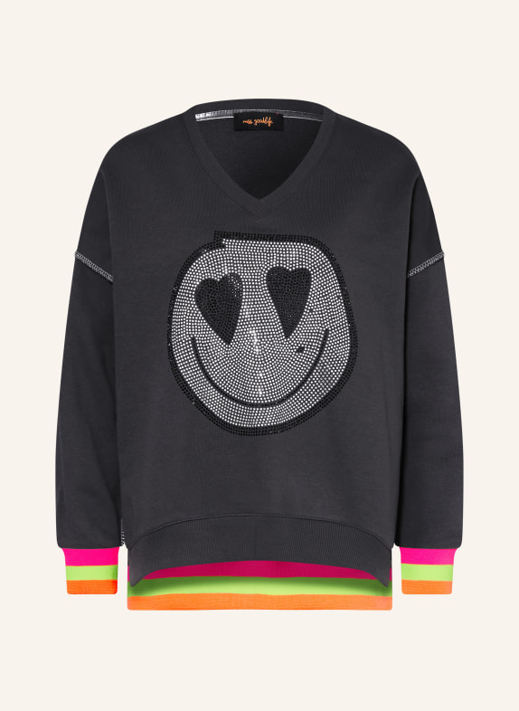 miss goodlife Oversized-Sweatshirt mit Schmucksteinen DUNKELGRAU / SILBER