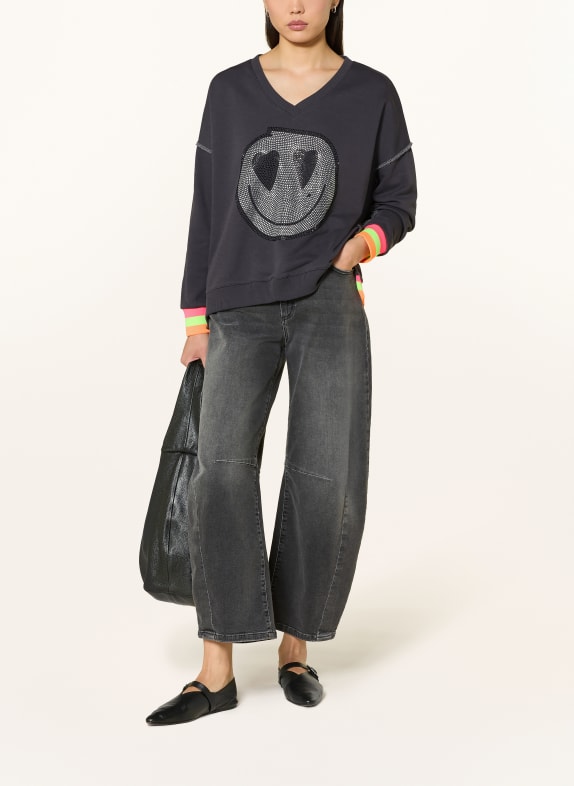 miss goodlife Oversized sweatshirt met sierstenen DONKERGRIJS / ZILVER
