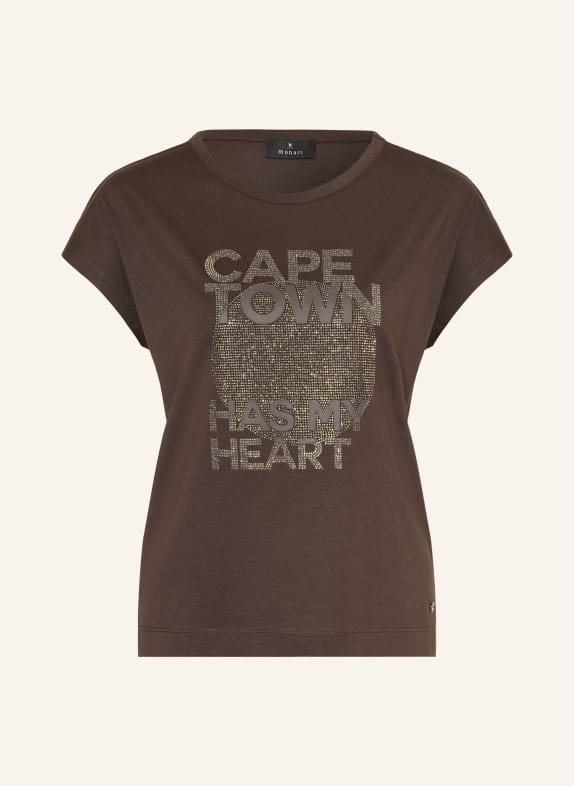 monari Tričko s ozdobnými kameny TMAVĚ HNĚDÁ