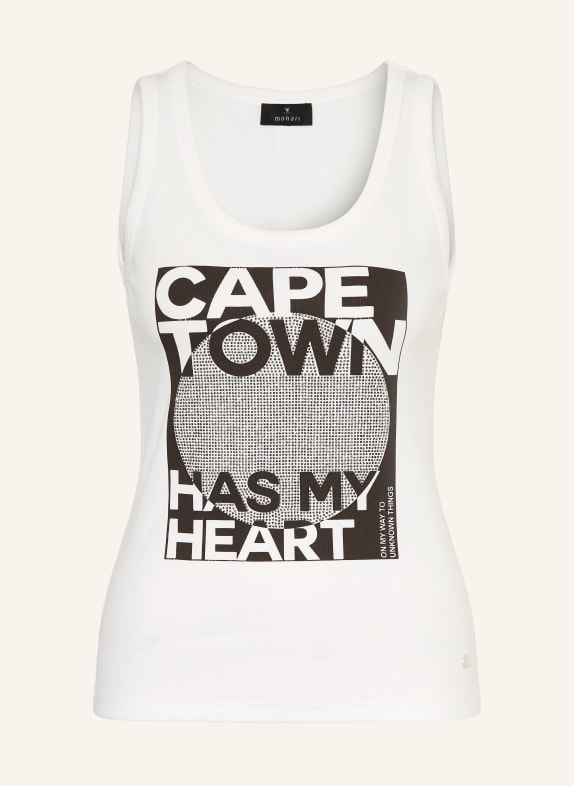 monari Top s ozdobnými kameny BÍLÁ / TMAVĚ HNĚDÁ