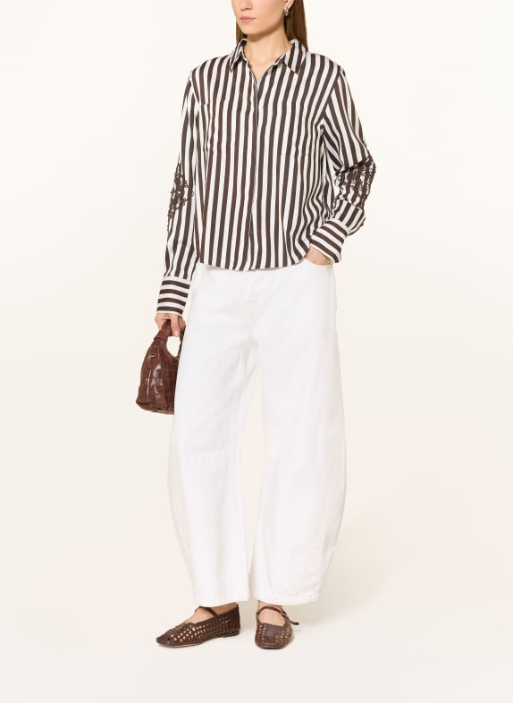 monari overhemdblouse MARRON FONCÉ / WIT