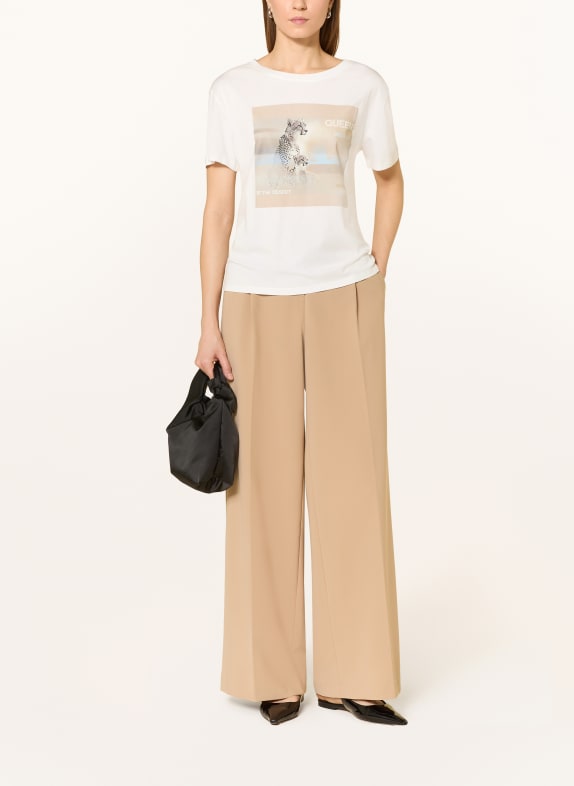 monari Tricou cu pietre decorative ALB / BEJ