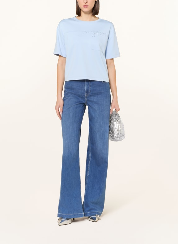 monari T-shirt met sierstenen LICHTBLAUW