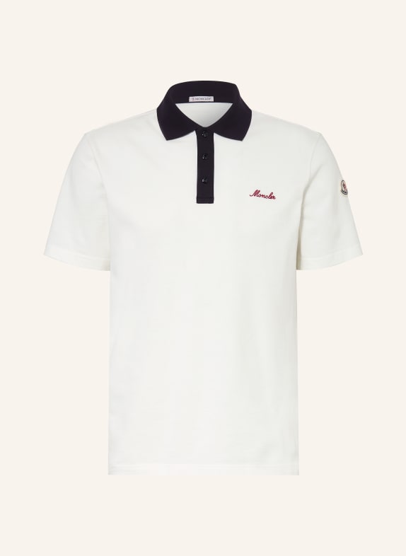 MONCLER Piqué-Poloshirt WEISS / DUNKELBLAU