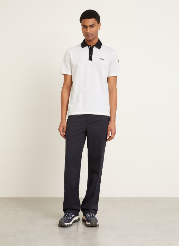 MONCLER Piqué poloshirt WIT / DONKERBLAUW