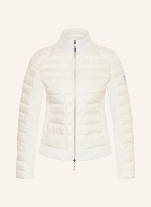 monari Prošívaná bunda z kombinace materiálů s ozdobnými kamínky KRÉMOVÁ