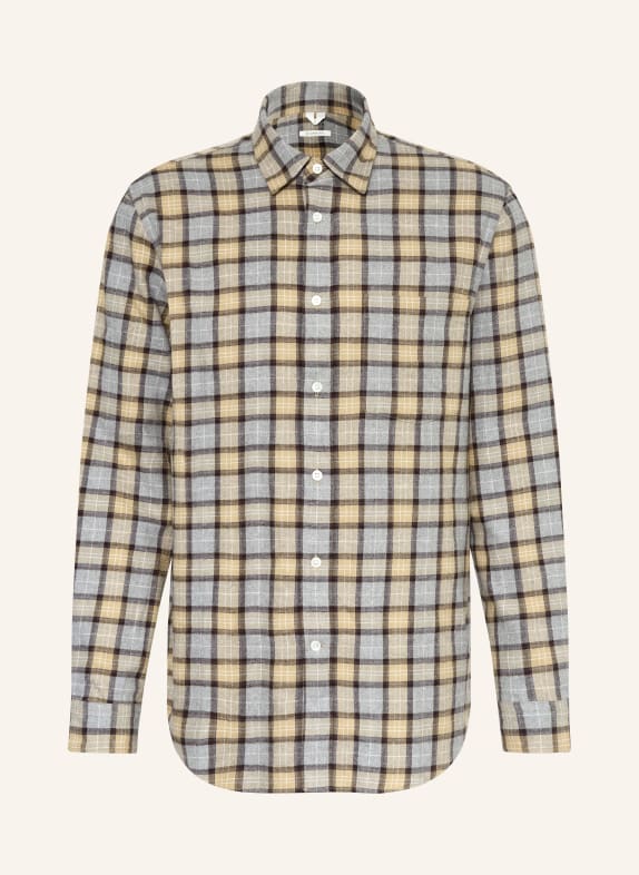 ARKET Flanellhemd BENNET Relaxed Fit GRAU / CAMEL / DUNKELBRAUN
