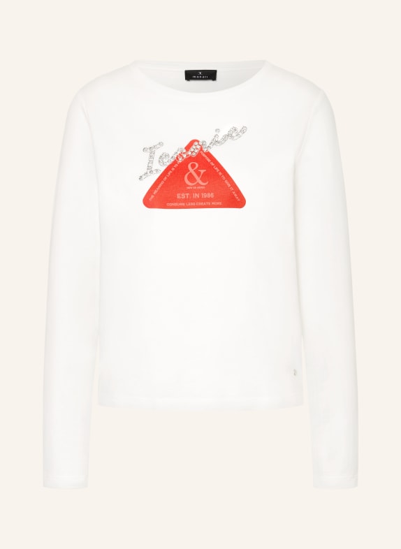 monari Longsleeve mit Schmucksteinen WEISS / ROT