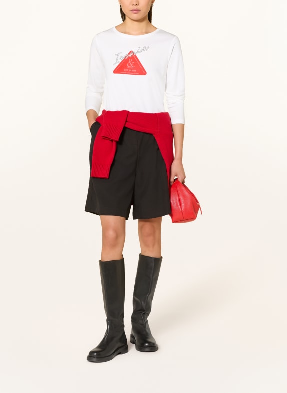monari Longsleeve met sierstenen WIT / ROOD