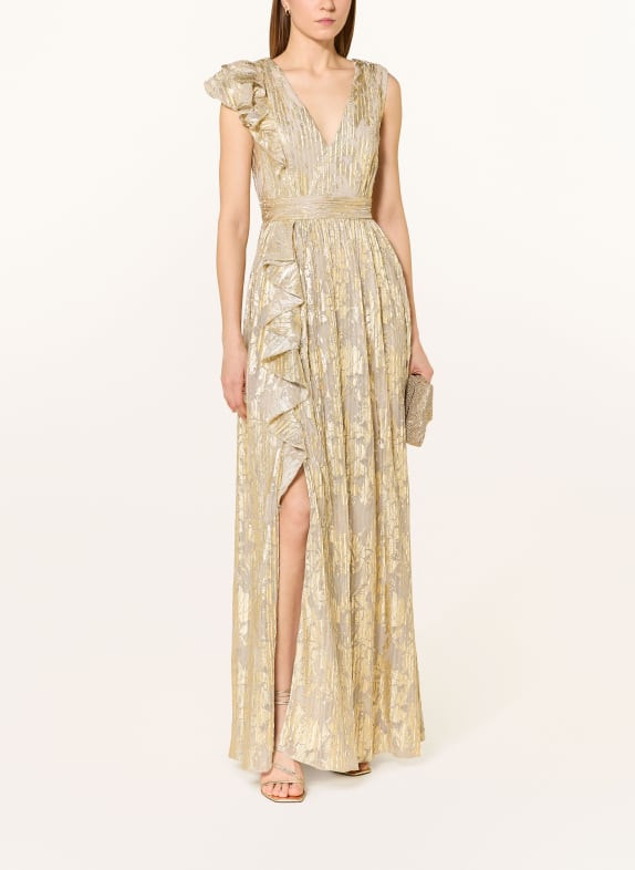 ADRIANNA PAPELL Suknia wieczorowa z brokatową przędzą KREMOWY / ZŁOTY