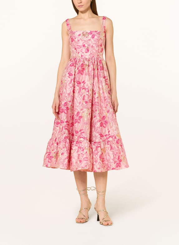 ADRIANNA PAPELL Sukienka koktajlowa z tkaniny żakardowej MOCNORÓŻOWY / ZŁOTY / BLADORÓŻOWY