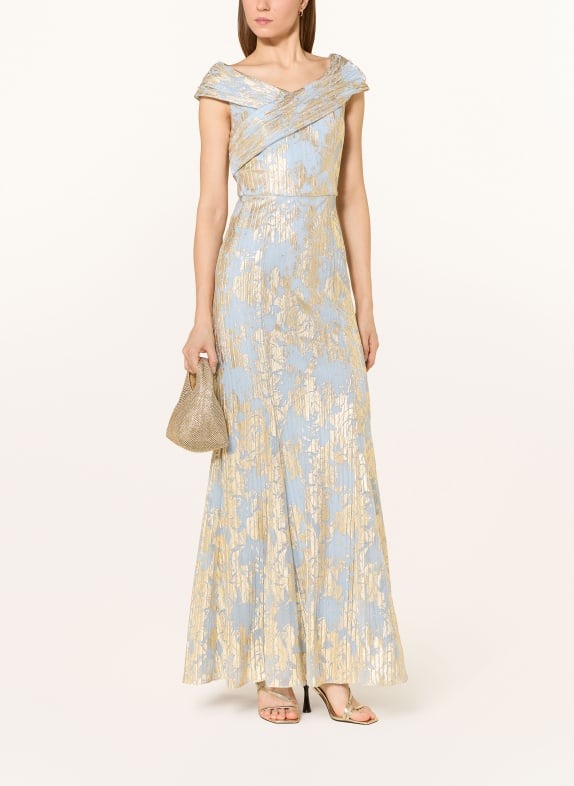 ADRIANNA PAPELL Večerní šaty s třpytivou nití TMAVĚ MODRÁ / ZLATÁ