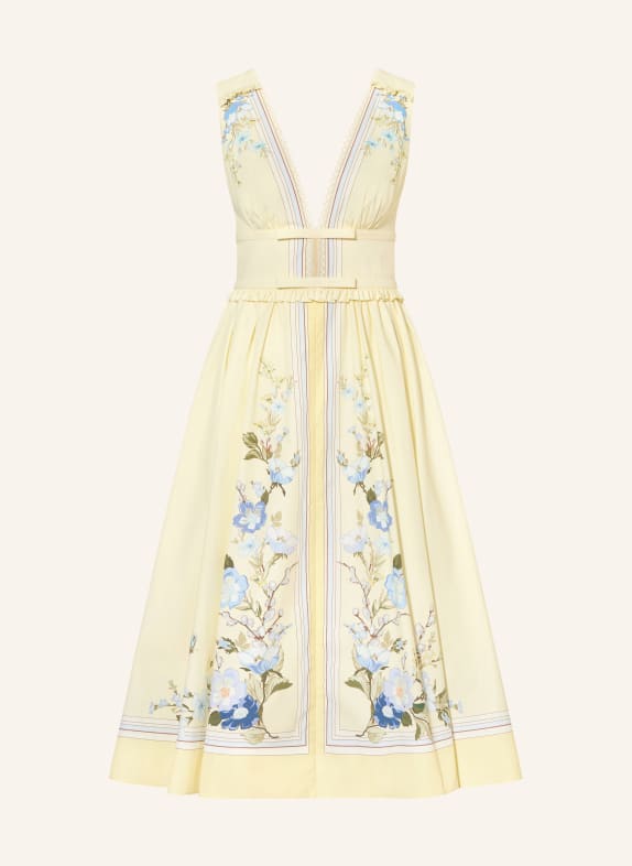 self-portrait Kleid mit Rüschen HELLGELB / BLAUGRAU / DUNKELBLAU