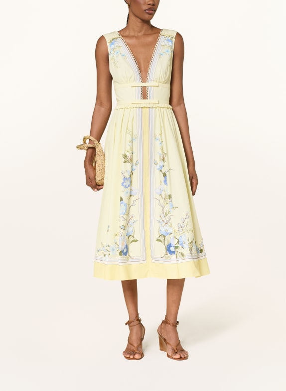 self-portrait Sukienka z falbanami JASNOŻÓŁTY / SZARONIEBIESKI / GRANATOWY