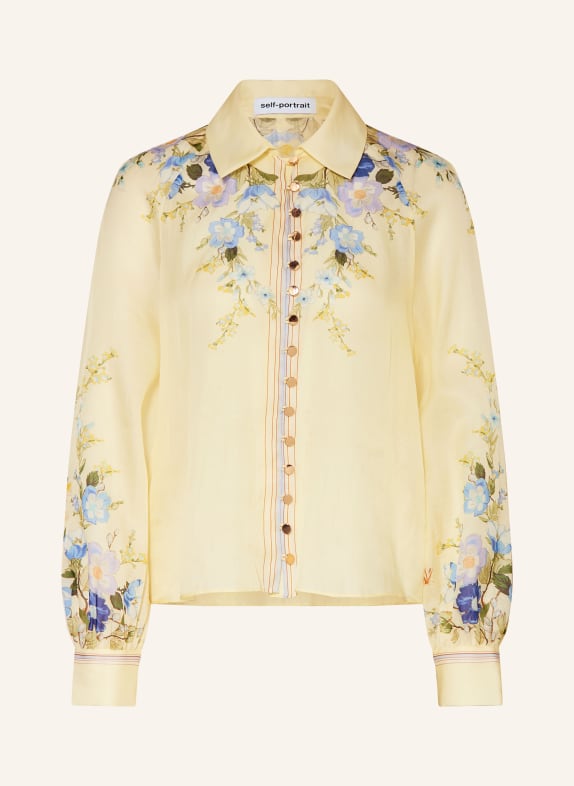 self-portrait Hemdbluse HELLGELB / GRÜN / BLAU