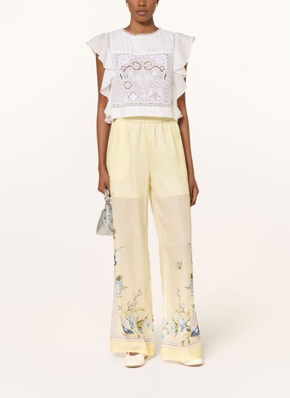 self-portrait Blouse met opengewerkte kant en volants WIT