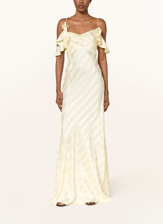 self-portrait Satinkleid mit Volants HELLGELB