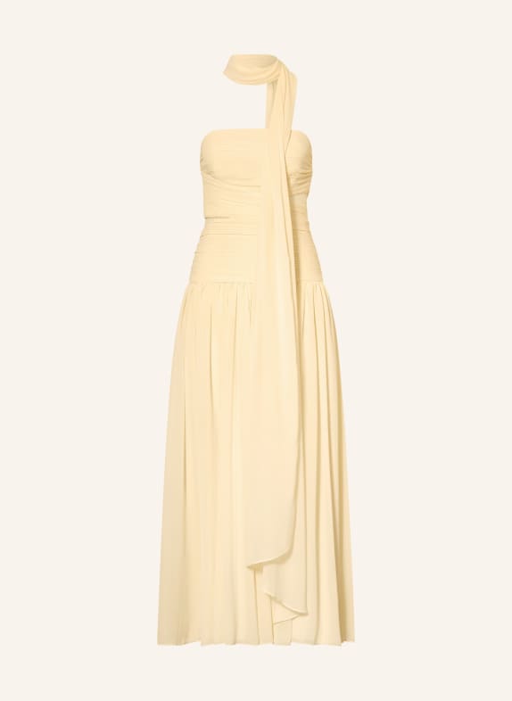 self-portrait Robe à épaules dénudées avec écharpe amovible et plissés JAUNE CLAIR