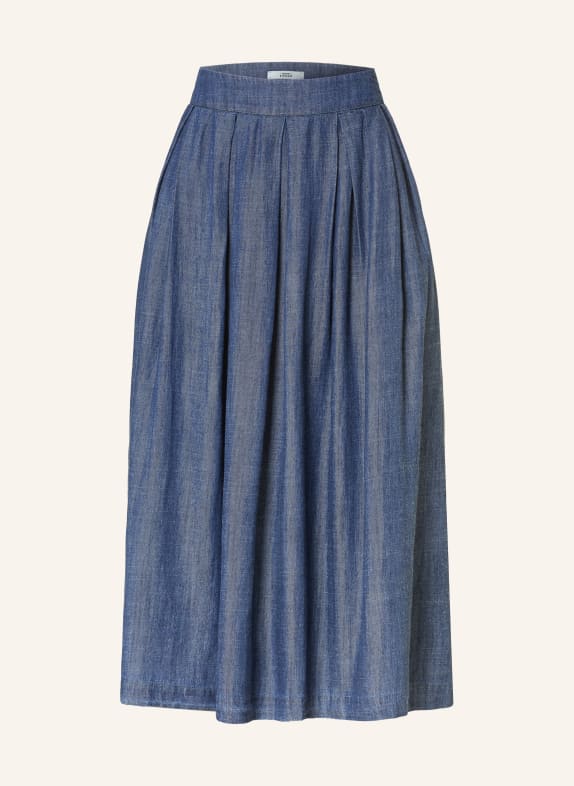 0039 ITALY Rock mit Leinen in Jeansoptik DUNKELBLAU