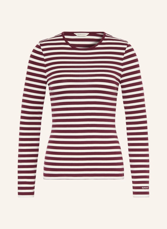 GANT T-shirt à manches longues ROUGE FONCÉ / BLANC