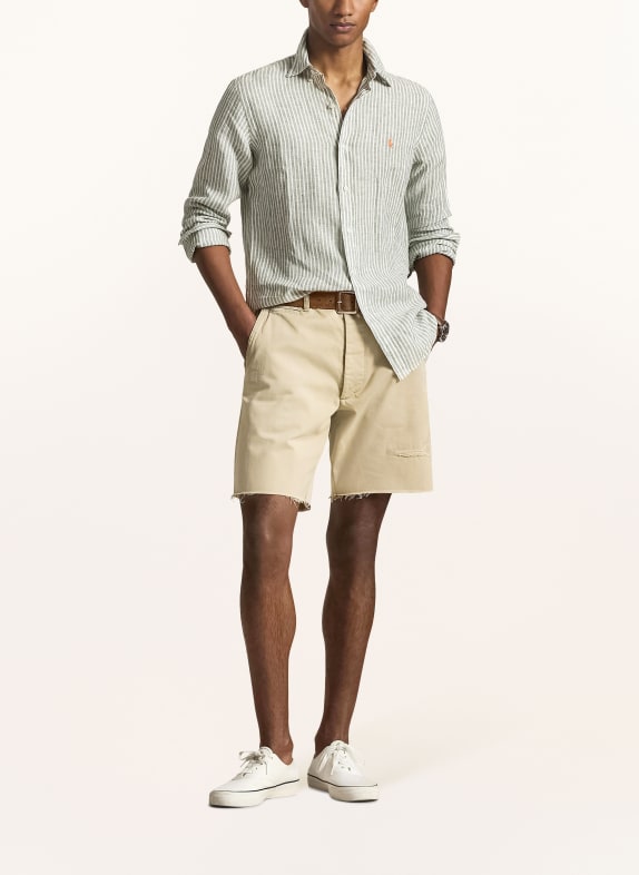POLO RALPH LAUREN Linnen overhemd Custom Fit LICHTGROEN / WIT