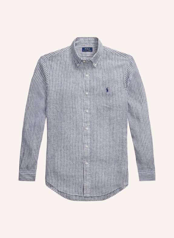 POLO RALPH LAUREN Leinenhemd Custom Fit DUNKELBLAU / WEISS