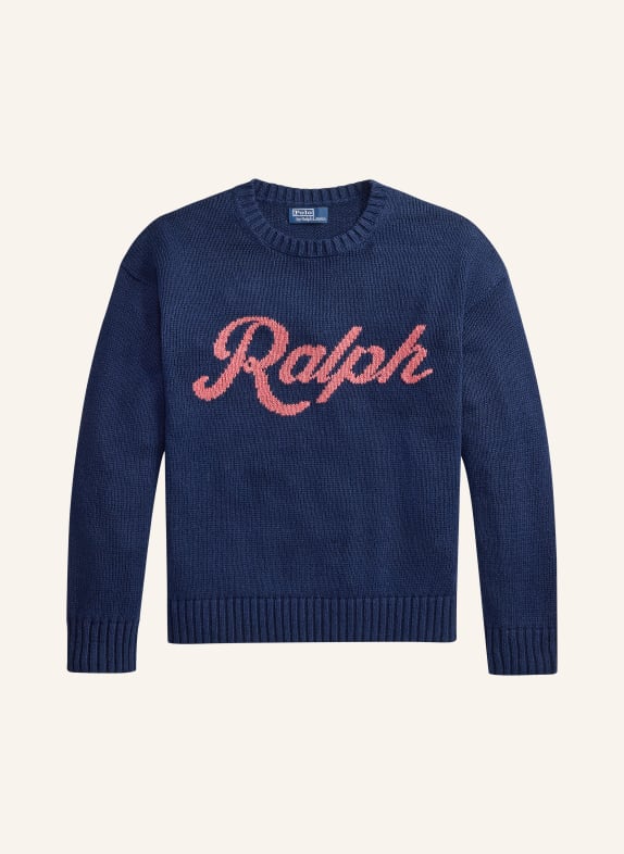 POLO RALPH LAUREN Pullover mit Leinen DUNKELBLAU / HELLROT