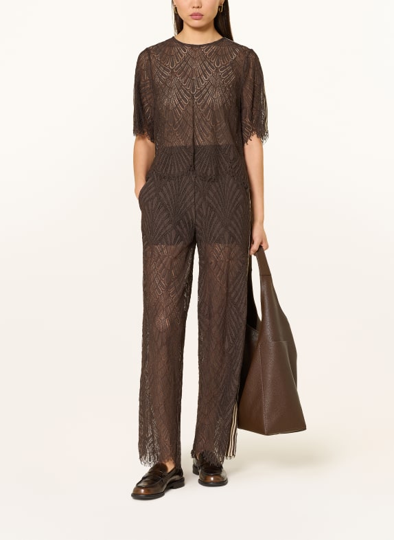 co'couture Blouse van kant MARRON FONCÉ