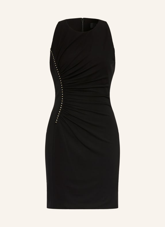 VERSACE Cocktailkleid aus Jersey mit Schmucksteinen SCHWARZ