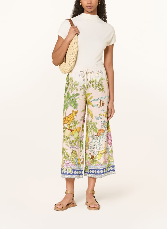 CAMBIO Linnen culotte CANDICE ROSÉ / DONKERGEEL / GROEN