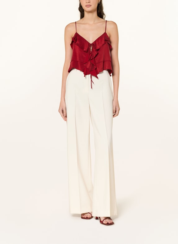 NINETY-9 ROMANTIC cropped top with flounces DARK RED