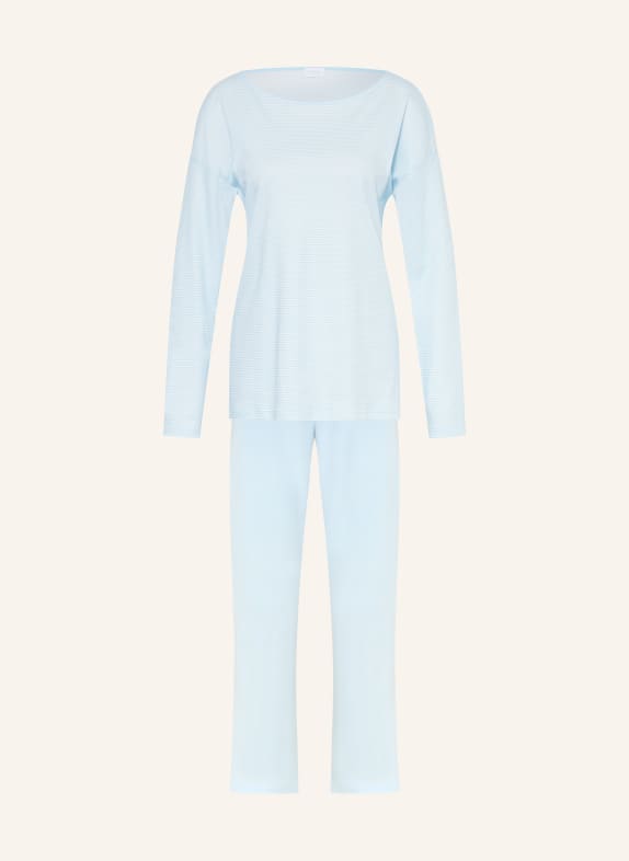 mey Schlafanzug Serie SIMPLE STRIPES HELLBLAU / WEISS