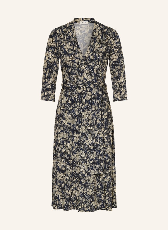 SIYU Dress with 3/4 sleeves BLUE / CREAM / BLACK