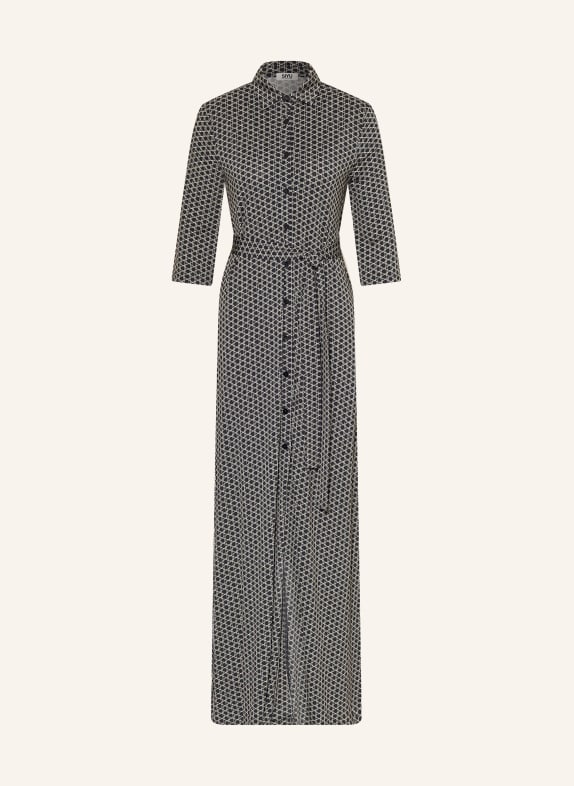 SIYU Košilové šaty s 3/4 rukávem ČERNÁ / VELBLOUDÍ