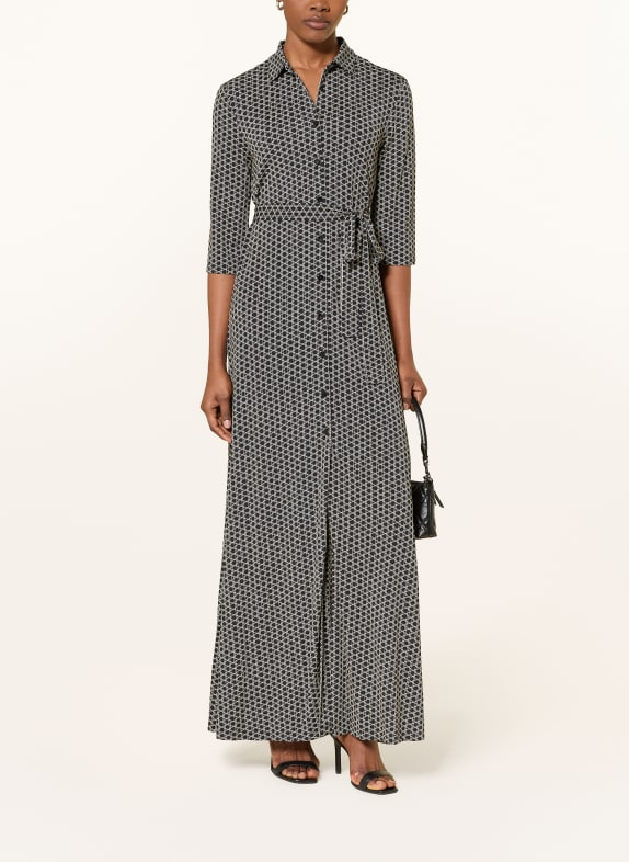 SIYU Hemdblusenkleid mit 3/4-Arm SCHWARZ / CAMEL