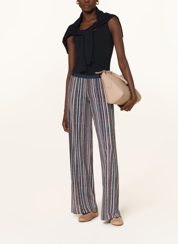 SIYU Marlene-broek van jersey DONKERBLAUW / CRÈME / PAARS
