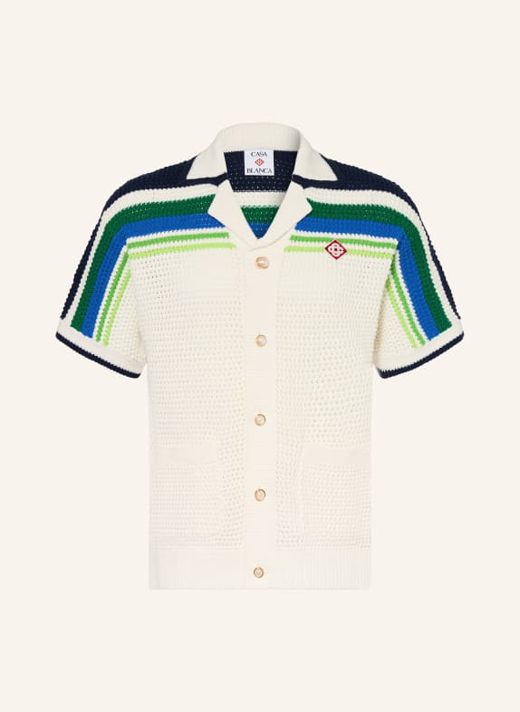 Casablanca Strick-Resorthemd Regular Fit WEISS / GRÜN / BLAU