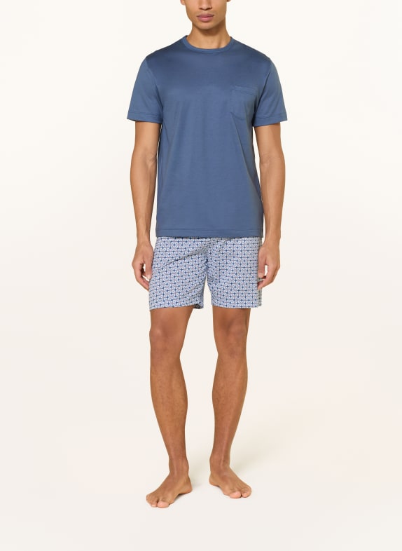 mey Shorty-Schlafanzug Serie SUMMER FLOWER BLAU / HELLROT / HELLBLAU