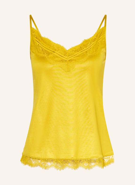mey Schlaftop Serie SHINE LACE mit Spitze DUNKELGELB