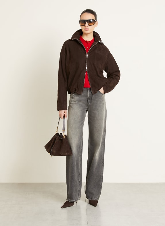 UTZON Lederjacke JULIE DUNKELBRAUN