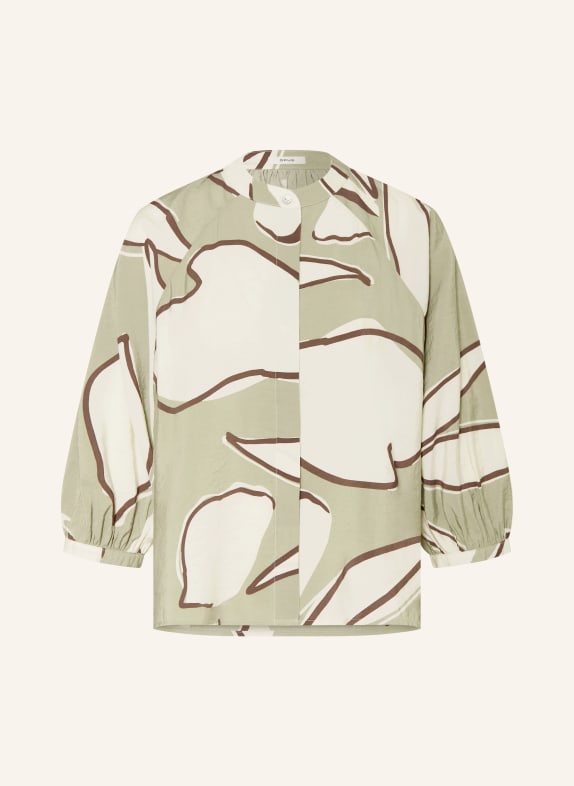 OPUS Blůza FALOOM s 3/4 rukávem SVĚTLE ZELENÁ / TMAVĚ HNĚDÁ / BÍLÁ