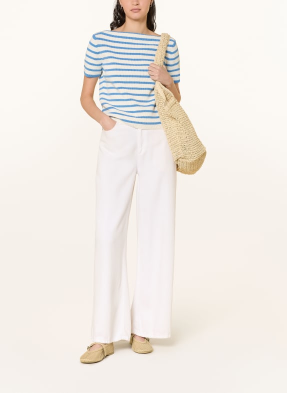 Rich & Royal gebreid shirt CRÈME / LICHTBLAUW