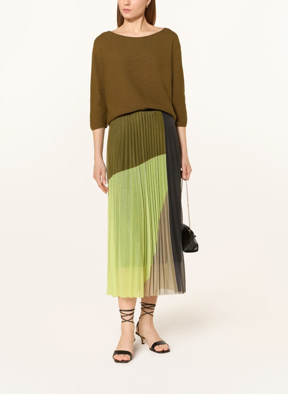 CINQUE Mesh-rok CIPLISO met plooien OLIJF / LICHTGROEN / ZWART