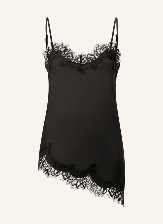 Rich & Royal Satynowy top z koronką CZARNY