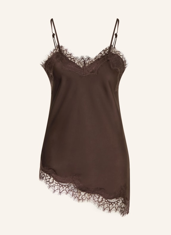 Rich & Royal Satintop mit Spitze DUNKELBRAUN