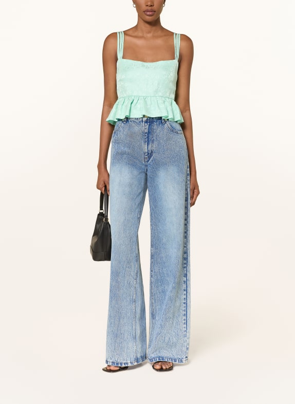 SANDRO Cropped-Blusentop mit Leinen MINT