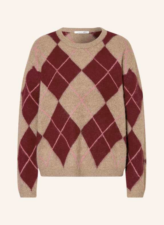 SAINTE MER svetr TMAVĚ ČERVENÁ / ČERNOŠEDÁ